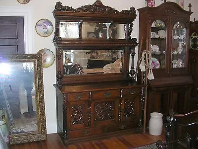Huge American Antique Quartersawn Oak Sideboard Buffet All Original Horner? • $3500