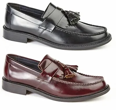 £37.95 • Buy New Roamers Skinhead Polished Leather Tassle Loafers Oxblood Toggle Saddle Shoes