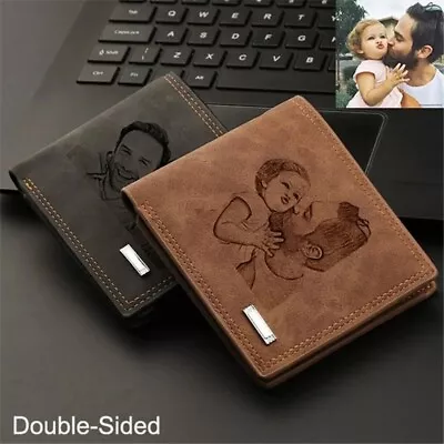 Custom Engraved Wallet: Personalized Picture Text Gift • $22