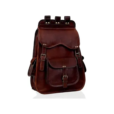 Vintage Leather Backpack Brown Leather Backpack Rucksack Bag Gift Men Women • $68.39