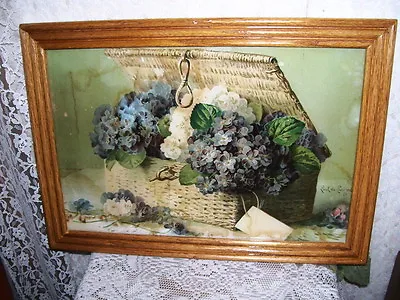 Framed Picture Basket Of Violets  By Paul De Longpre   Antique Lithograph • $995