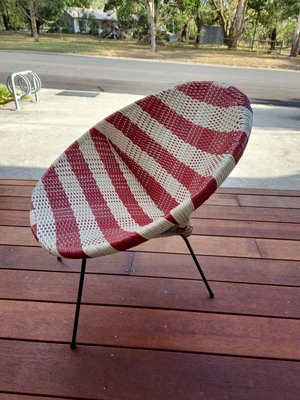 $250 • Buy Vintage  60s Mid Century Wicker Atomic Style Tub Chair Mcm Retro