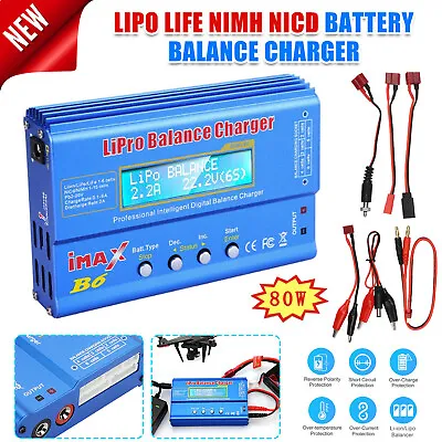 IMax B6 80W Digital Balance Battery Charger Discharger For LiPo NiMH RC Battery • £19.92