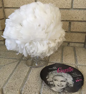Vintage 1960s White Feather Coquille Asti Feather Wig Or Hat Made In Yugoslavia • $59.95