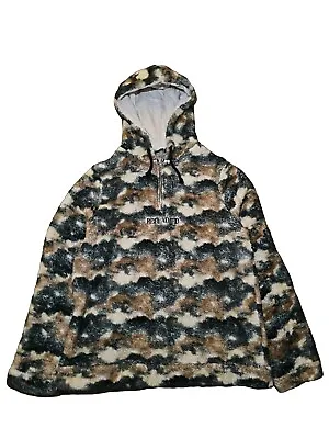 Size S - Reclaimed Vintage Green Camo Faux Fur Hoodie • £12