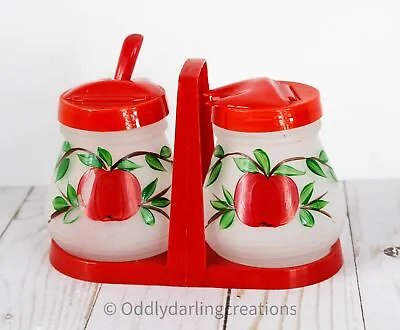 Vintage Apple Design Carrier & Jelly Jar Set - Nostalgic Kitchen Charm • $15