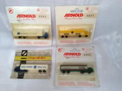 N Scale Arnold Tractor Trailer Trucks Lot Of 4 New In Package Made In Germany D2 • $22.49