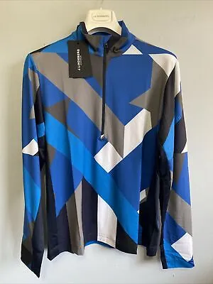 J Lindeberg Men’s Luke Print Half Zip Golf Mid Layer AMJS07746 O461 Blue L NEW • $79.99