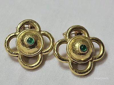 Elizabeth Locke 18K Yellow Gold & Emerald Earrings • $1490
