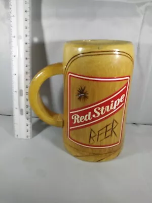 Vintage Red Stripe Wooden Beer Mug. Approx 6in Tall Jamaica • $16