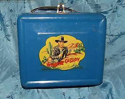 Vtg 1950's Hopalong Cassidy Lunchbox Blue Aladdin • $50