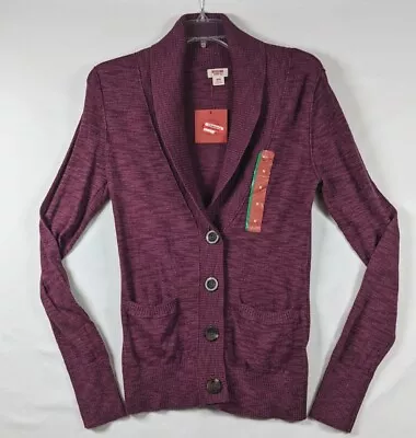 Mossimo Sweater Womens Medium Plum Cardigan Long Sleeve Knit Buttons Casual NEW • $14.99