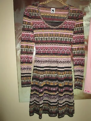 Pretty Missoni Multi Color Long Sleeve Knit Dress Sz 36 Lqqk!! • $64.99