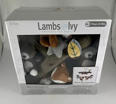 Lambs & Ivy Sierra Sky Brown Bear/Fox Musical Baby Crib Mobile Soother Toy • $39.99