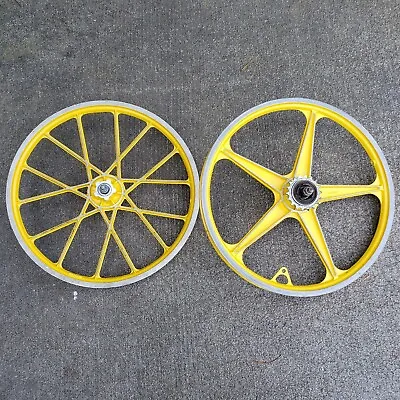 Set Of Vintage Lester Aluminum Yellow 17  Mags BMX Mongoose Redline Diamondback • $259.63