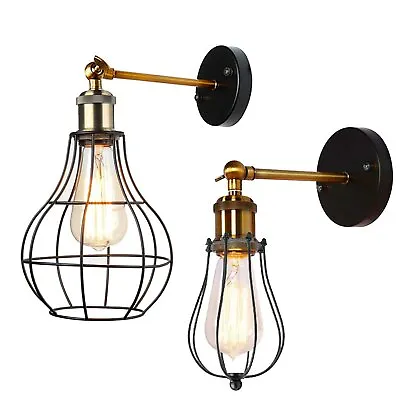 Vintage Wall Lights Industrial Retro Cage Wall Sconce E27 Fitting Light Fixture • £16.89