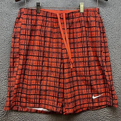 Nike Dri Fit Shorts Mens Size Large Orange Striped Drawstring Workout Athletic • $29.94