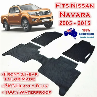 Waterproof Rubber Floor Mats For Nissan Navara 2005 - 2015 Dual Cab D40 Black • $85