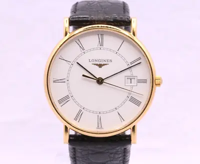 Longines Presence L47436 Gents Watch 33mm 18K Yellow Gold Strap 8.25  UK AAB143 • £1750