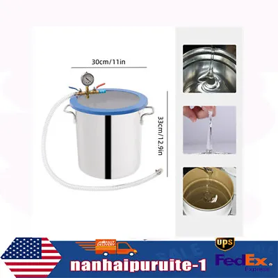 $97.63 • Buy 5 Gallon Tempered Glass Lid Vacuum Chamber, Low Noise Vacuum Degassing Chamber
