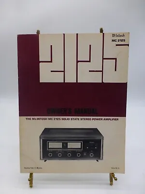 Mcintosh Mc 2125 Stereo Power Amplifier Original Owner’s Manual • $26.95