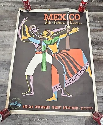 Vintage Original 60's Travel Poster Mexico Tourist Depart Art Culture Tradition • $225