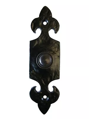 £9.95 • Buy Door Bell Push Tudor Antique Black Fleur De Lys Lis Cast Wrought Iron