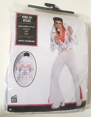 King Of Vegas Costume Elvis Style White Jumpsuit Adult Standard Size Halloween  • $44.99