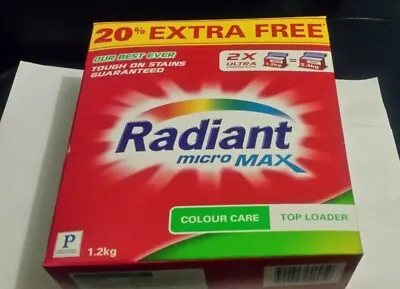 RADIANT MICRO MAX COLOUR CARE LAUNDRY POWDER (top Loader) 1.2kg X1 • $5.50
