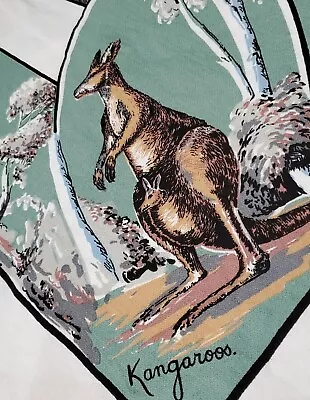Vintage Australia Map Souvenir Tablecloth Wildflower Animals Bird Kangaroo 48  • $21.99