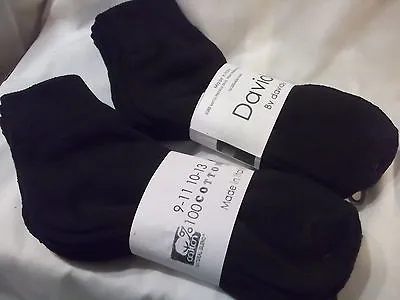 Davido Mens Socks Ankle/quarter Made In Italy 100% Cotton 6 Pairs Black  10-13 • $18.50