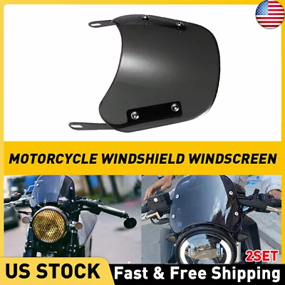 2x Motorcycle Headlight Windshield Universal Windscreen For 5-7'' Round Headlamp • $39.58