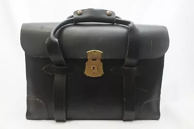 WWII Era Military Issue Black Leather Type VIII Briefcase • $189