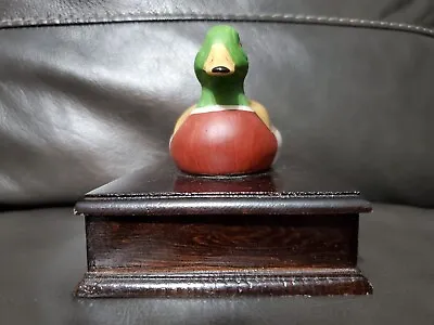 Vintage Mallard Ceramic Duck Wood Box Playing Cards Holder Or Jewelry Storage • $15