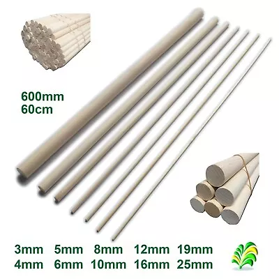 10 Pack - 60cm 600mm Hardwood Wooden Dowels / Craft Sticks - Pick How Thick • £8.68