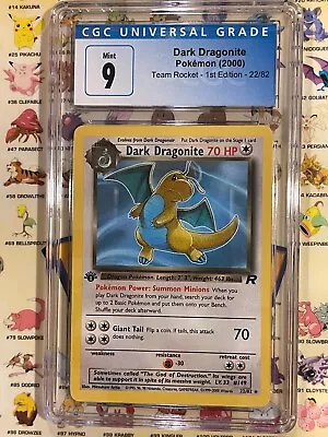 Dark Dragonite 1st Edition ~ Team Rocket 22/82 ~ CGC 9 ~ Graded Mint ~ Pokemon • $69