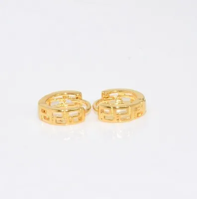 9K Yellow Gold Filled Girl Kid 10.7mm Plain Earring Birthday  Prom Gift  S/3554B • £4.49