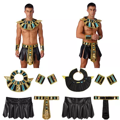 Mens Skirt Outfits Egyptian Ancient Neck Collar Retro Outfit Fancy Dress Belt • £15.44