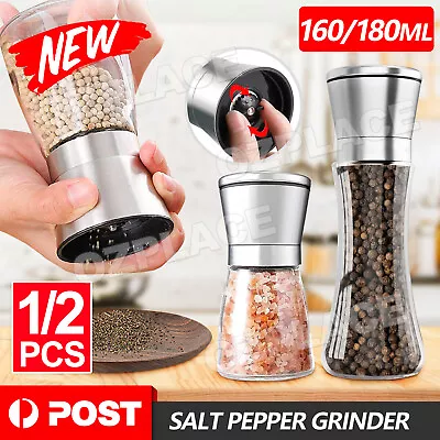 180/160ML Stainless Steel Salt And Pepper Grinder Manual Ceramic Mills Glass • $10.85