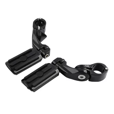 Black 1 .25  Highway Foot Pegs Fit For Harley Road King Electra Street Glide • $36.99
