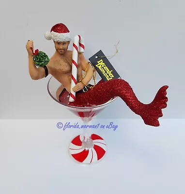 December Diamonds MISTLETOE SANTA Christmas Merman Ornament 2020 (Box Stained) • $49.95