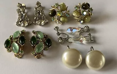 Vintage Jewelry Earring Lot Designer Signed  Clip On Screw Back 5 Pairs • $29