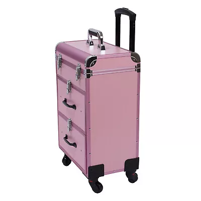 Rolling Makeup Train Case Cosmetic Professional Trolley Makeup Storage Organizer • $79.80