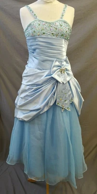 £22.50 • Buy Pastel/Baby Blue Beaded Lace Back Princess Prom Dress, Osepe, Approx Teen Medium