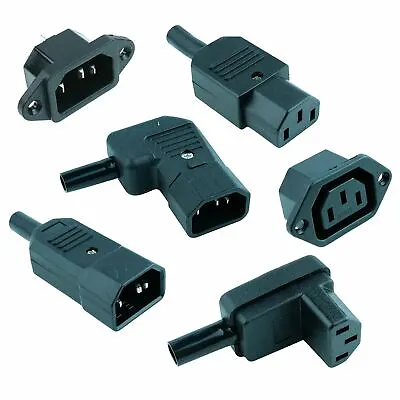 IEC Mains Power Plug / Socket  Inlet Outlet Cable Connectors C13 C14 • £27.59