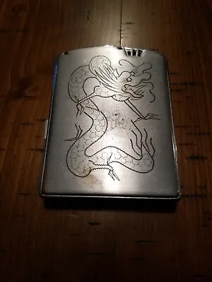 Vintage Victory: Etched Metal Cigarette Case W/Lighter Cool Used Tobacco Set Lot • $24.99