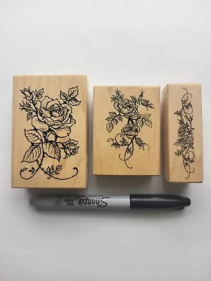3pc Assorted PSX Rose Roses Flowers Designs Botanical Rubber Stamps • $14.95