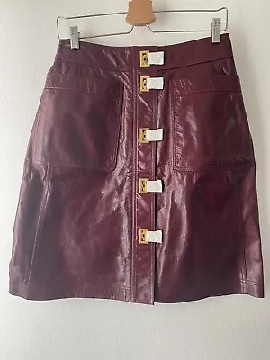 $250 • Buy $598 Tory Burch Bianca Cow Leather Skirt Carmine Karo Kira Brie Lila Brianna 4