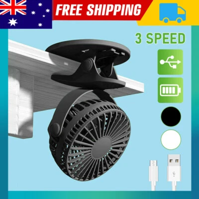 $13.69 • Buy Portable 360° Mini Fan Travel Rechargeable USB Clip On Desk Fan Pram Cot Car AU