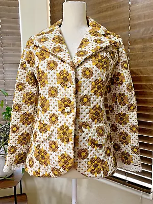 Mr Jac Jr By Martin Marks Floral Diamond Quilted Blazer Jacket Retro Mod Groovy • $60